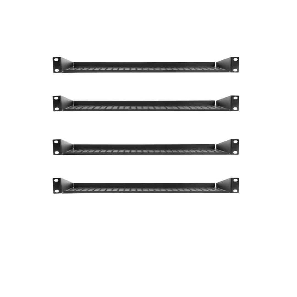 4 pk 1 Space Metal Rack Mount Vented Shelf Tray Fits 19″ wide for Rack Cases