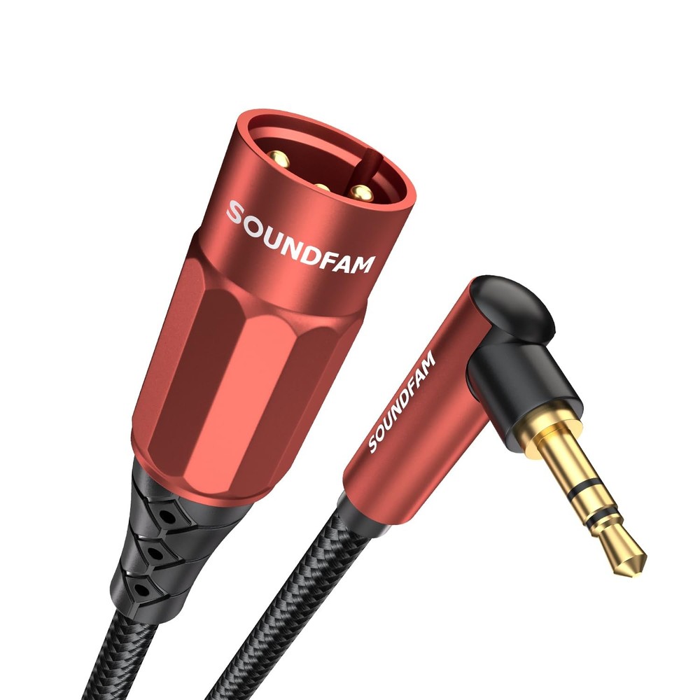 Wine Red 16 Feet 90 Degree 3.5mm To XLR Cable Male To Male 1/8 Inch Audio