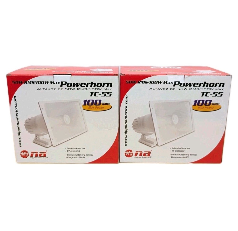 2 Pack Nippon Power Horn PA Speaker 100W 110dB Indoor Outdoor Mounting Bracket