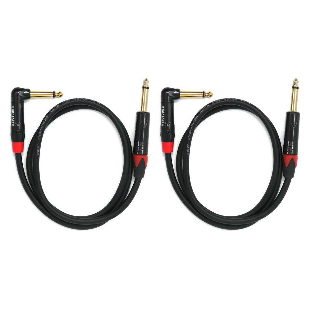 Rannsgeer 2 Pack 1/4″ TS Right Angle to 1/4 Inch TS Patch Cable (2 Pack) R790xx