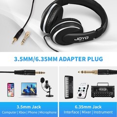 JOYO Over Ear Headphones Wired Studio Headphones with 1/4 to 3.5mm Jack（OP）