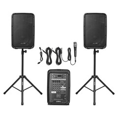 VEVOR 2 X 8 in Speakers Portable PA System 300W Mixer Bluetooth Mic for DJ Party