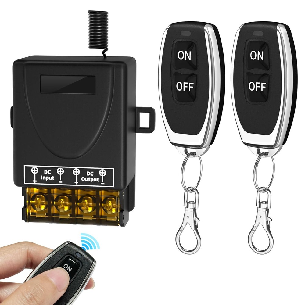 30A 12V Wireless Remote Control Switch Kit – Heavy Duty Relay with 2 Remotes, 32