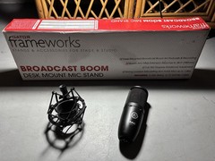 Gator Frameworks Broadcast Boom Desk Mount Mic Stand With AKG P120 Microphone