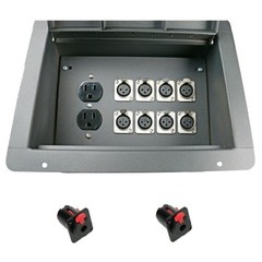 Recessed Stage Floor Box 8 XLR Mic Female & AC or 6 XLR + 2 TRS 1/4 Jacks