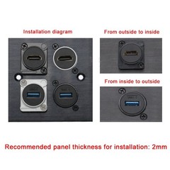 Panel Mount D Type USB Module 2.0/3.0 Female to Female Connector Jack Socket