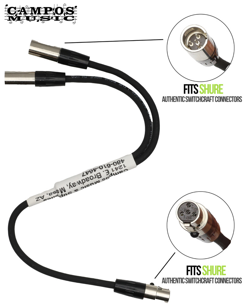 Y-Split Mini XLR Cable for Shure Beta 98 Mic – Authentic Switchcraft Dual TA4M M