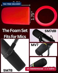 SM7b Pop Filter for Shuer SM7B, SM7dB, MV7, MV7X Foam Windscreen with Retaining