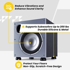 subPods Subwoofer Isolation Feet, 4PCs – Enhance Sound Clarity and Prevent Vi…