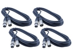 (4) Pack Professional Grade Low-Noise Microphone Cable XLRM – XLRF, 50ft
