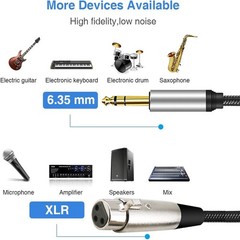 XLR 3-Pin Female to 1/4″ Plug Mono Microphone Cable Shielded Stereo Audio