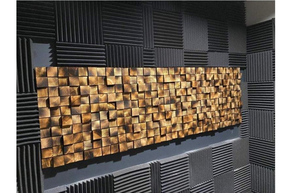 Wooden wall art, sound diffuser panels, Mosaic wood wall art, 3d Sound diffuser