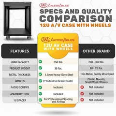 AxcessAbles 12U AV Equipment Rack 19 Inch Steel Open Frame