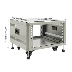 6U Audio & Studio Rack with Caster Wheels DJ Rolling Server Shelf Open Cabinet