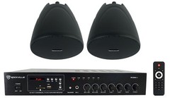 Rockville RCS80-1 Commercial 70v Amp+(2) Black 4″ Pendant Speakers For Bar/Cafe