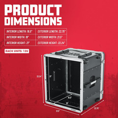 Lightweight 12U Rack Case with Heavy Duty Latches – 19.25″ Depth (GR-12L)