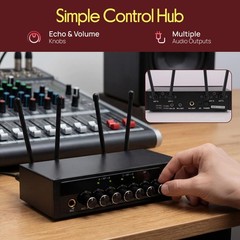 Pyle Wireless Microphones, Professional UHF Dual Microphones One Size, Black
