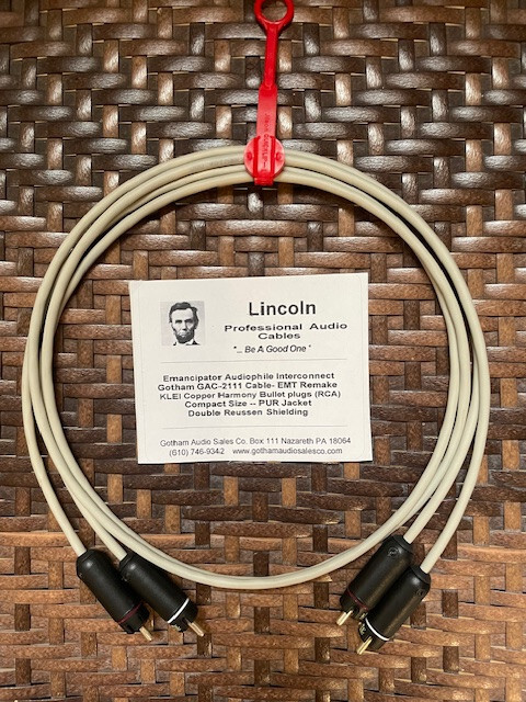 Lincoln Emancipator Audiophile Interconnect Cables ( KLEI RCA) – 2 meter PAIR