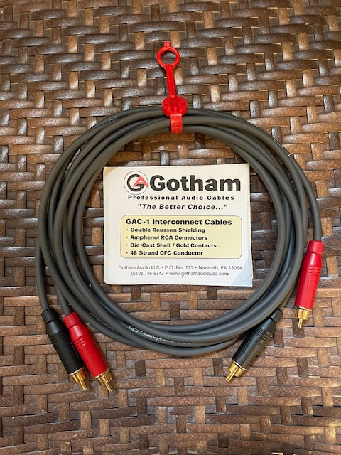 Gotham GAC-1 RCA Interconnect Cable Assembly- 2 Meter Pair Grey