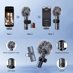 Lavalier Microphone Wireless Audio Video Recording Mic For Android/iPhone