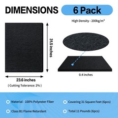 Sound Absorber – 31.5 X 23.6 X 0.4 Inches 6 Pack High Density Acoustic Absorp…