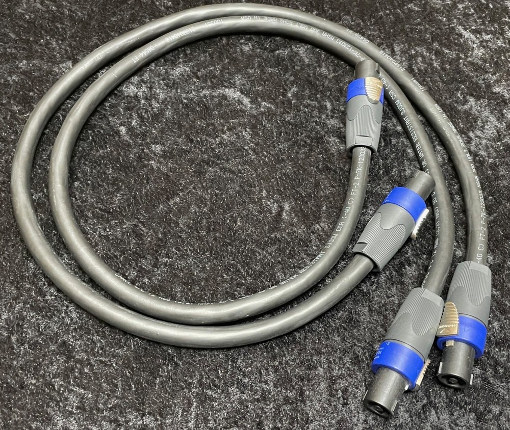 (2) 3 Foot SpeakOn -12/4 Tour Grade Speaker Cables w/Neutrix – MADE IN USA **NEW