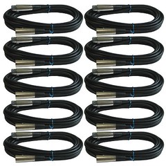 10 PACK XLR 3 pin shielded mixer to powered speaker monitor cables 20 ft foot
