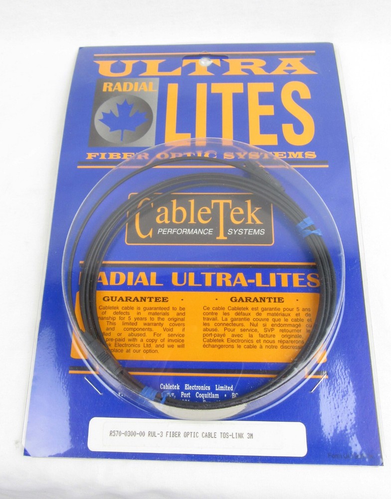 Radial UltraLites Fiber Optic Cables TOS-Link 3M, 9.8ft – New, Free Shipping