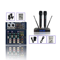 4CH Studio Mixing Console USB Audio Party DJ Mixer 2 Channel Microphone System