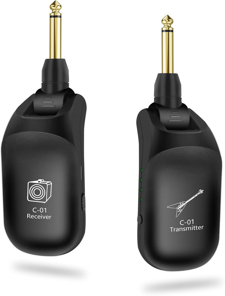 C01 UHF Wireless Guitar System Transmitter Receiver Rechargeable 24-Bit/48Khz