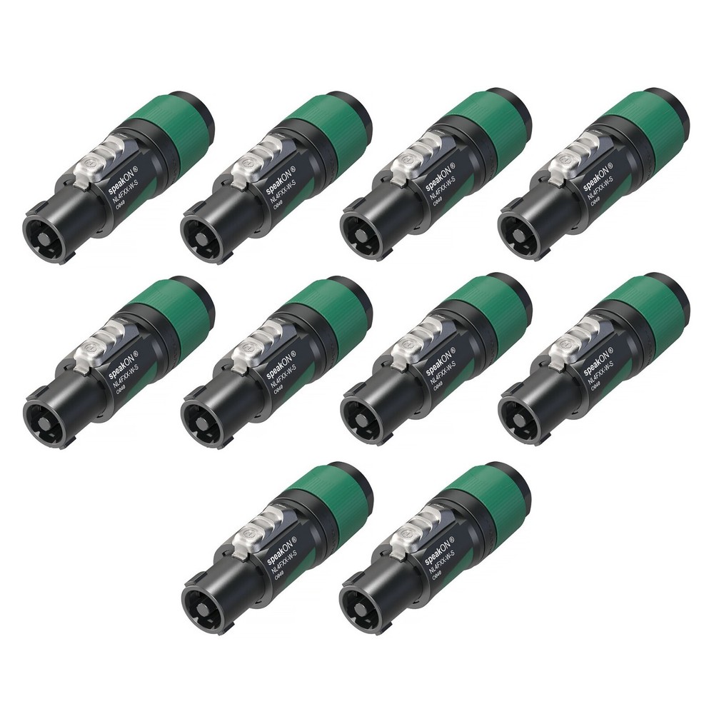 (10 Pack) Neutrik NL4FXX-W-S 4 pole SpeakON Cable Mount Connector, Small 6-12 mm