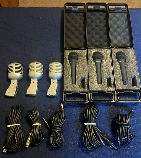 SIX Microphones: Peavy (X3) & NADY (X3) + extras. ………see description below