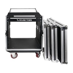Sound Town 10U ATA Rack 25″ Rackable Depth Casters 12mm Plywood (STMR-DE10UW)