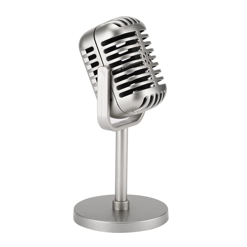 Vintage Retro Style Microphone Prop Stand with Stand Fake Vintage Microphone