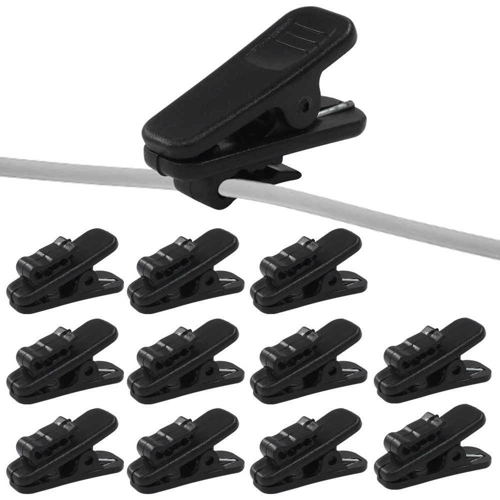 12 Pack Black Earphone Wire Clips Microphone Mount Clothing Headset Cords