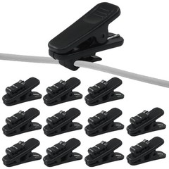 12 Pack Black Earphone Wire Clips Microphone Mount Clothing Headset Cords