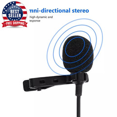 Portable 1.5M Lavalier Mini Microphone Condenser Clip-On Lapel Mic Wired Usb/3.5