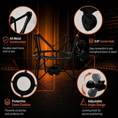 Microphone Shock Mount Mic Holder Anti Vibration Spider Shockmount Compatibl…