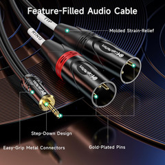 Cable Matters 3.5Mm 1/8 Inch TRS to 2 XLR Cable 3 Ft, Male to Male Aux to Dual