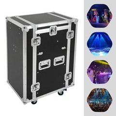 14U PA DJ Rack DJ Cabinet with 2 Table Tops Network Pro Stereo Rack with 4 Wheel