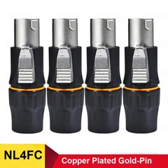 NL4FC Speaker Connectors 4Pin Male Pure Copper Audio Ohm Plug Gold Plating Black