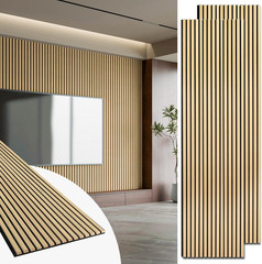 2 Pack 94.5 X 24 Inch Wood Slat Acoustic Panels for Wall & Ceiling – 3D Fluted S