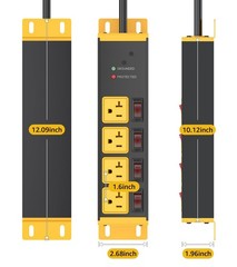 CCCEI Heavy Duty Surge Protector Power Strip 20 Amp Individual Switches. 6FT …