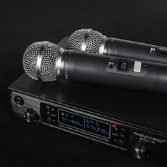 Phenyx Pro Wireless Microphone System, Dual Two Handheld Mics, Black