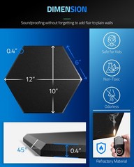 12 Pack Self-adhesive Sound Proof Foam Panels for Walls 12″ X 10″ X 0.4″ – He