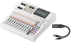 Full Compass MGX12-W-AVIO-K MGX12 Mixer Bundle w/AVIO 2-ch Dante Adapter, White