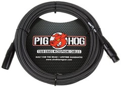 Pig Hog 10′ Black/White Woven Microphone Cable, XLR Ends, Lifetime Warranty