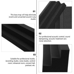 Useful Corner Bass Trap Sound Absorbing Acoustic Foamed Tile for Studio (Black)