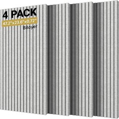 Self Adhesive Acoustic Wall Panels 4 Pack Large Soundproof Decor Gray