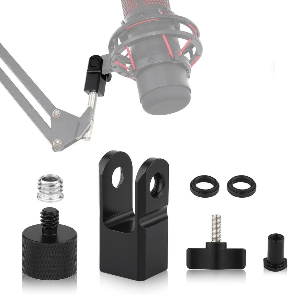 Microphone Mount Adapter for Hyperx Quadcast with 3/8″ or 1/4″ Screw M, black